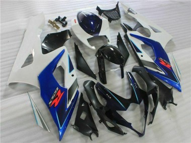 Beste Suzuki GSXR 1000 Motorrad Verkleidung Kit 2005-2006 - Weiss Blau Glanzendes Schwarz