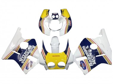 Beste Honda CBR400RR NC23 Motorrad Verkleidung 1987-1989 - Weiss Gelb Blau Rothmans
