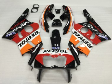 Beste Honda CBR400RR NC23 Motorrad Verkleidung 1987-1989 - Orange Weiss Rot Glanzendes Schwarz Repsol HRC