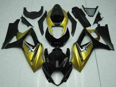 Beste Suzuki GSXR 1000 Motorrad Verkleidung 2007-2008 - Gold Glanzendes Schwarz Silber Aufkleber