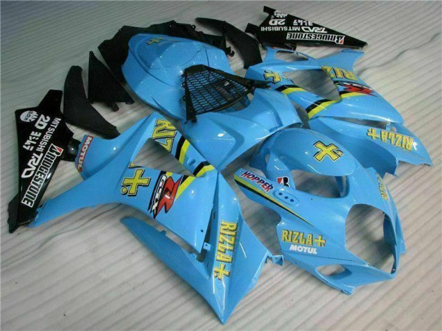 Beste Suzuki GSXR 1000 Motorrad Verkleidung Kit 2007-2008 - Blau Gold Schwarz Rizla
