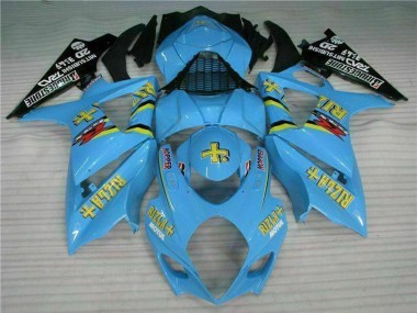 Beste Suzuki GSXR 1000 Motorrad Verkleidung Kit 2007-2008 - Blau Gold Schwarz Rizla