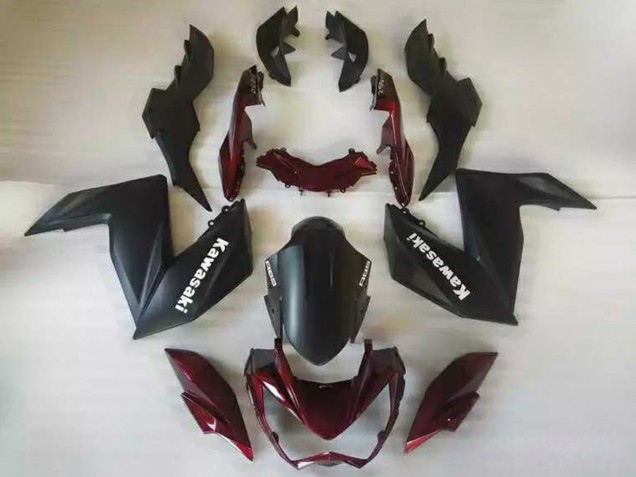 Beste Kawasaki Z250/Z300 Motorrad Verkleidung 2015-2016 - Matt Schwarz Kastanienbraun Rot