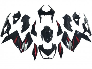 Beste Kawasaki Z250/Z300 Motorrad Verkleidung 2015-2016 - Glanzendes Schwarz Rot Silber