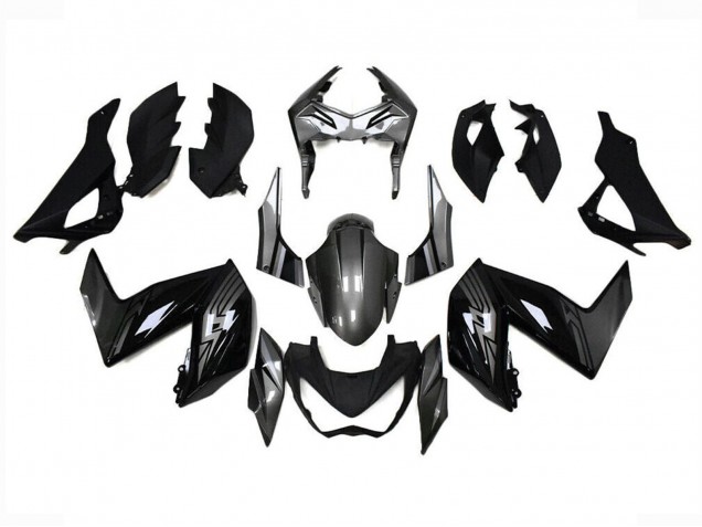 Beste Kawasaki Z250/Z300 Motorrad Verkleidung 2015-2016 - Glanzendes Schwarz Grau
