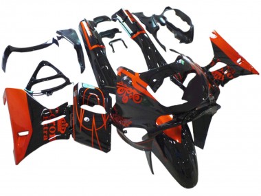 Beste Kawasaki ZZR600 Motorrad Verkleidung 1998-2003 - Glanzendes Schwarz Rot Corona Extra
