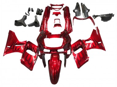Beste Kawasaki ZZR600 Motorrad Verkleidung 1998-2003 - Rot mit Schwarz Flamme