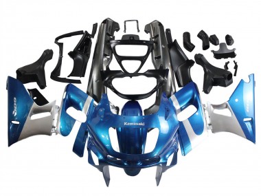 Beste Kawasaki ZZR600 Motorrad Verkleidung 1998-2003 - Blau Silber Schwarz