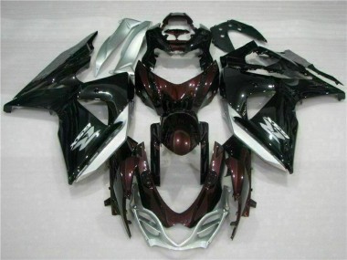 Beste Suzuki GSXR 1000 Motorrad Verkleidung 2009-2016 - Glanzendes Schwarz Silber Weiss