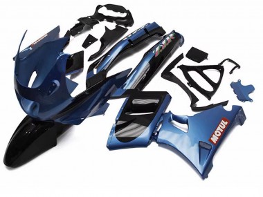 Beste Kawasaki ZZR600 Motorrad Verkleidung 1998-2003 - Blau Schwarz Rot Motul
