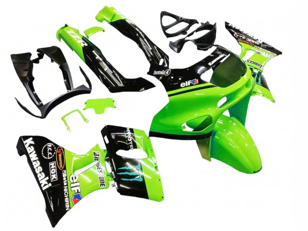 Beste Kawasaki ZZR600 Motorrad Verkleidung 1998-2003 - Grun Glanzendes Schwarz Blau Monster Elf Touch4 Bridgestone