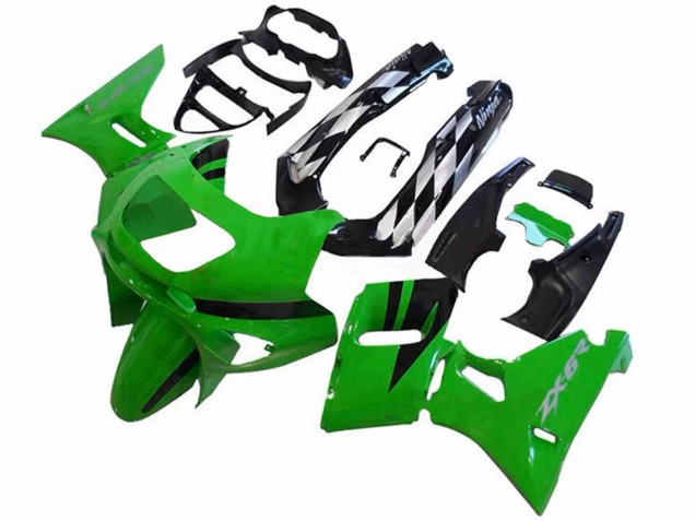Beste Kawasaki ZZR600 Motorrad Verkleidung 1998-2003 - Grun Glanzendes Schwarz