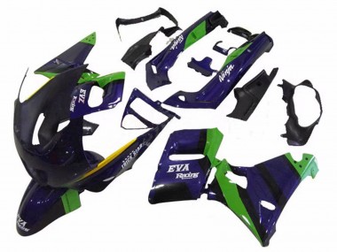 Beste Kawasaki ZZR600 Motorrad Verkleidung 1998-2003 - Grun Dunkel Blau Lila Trick Star EVA Rennen