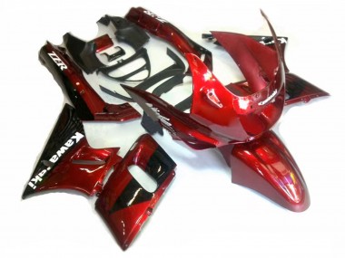 Beste Kawasaki ZZR600 Motorrad Verkleidung 1998-2003 - Rot Glanzendes Schwarz