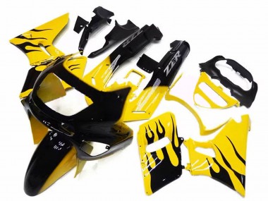 Beste Kawasaki ZZR600 Motorrad Verkleidung 1998-2003 - Gelb Schwarz Flamme