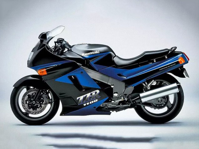 Beste Kawasaki ZZR1100 Motorrad Verkleidung 1990-1992 - Blau Glanzendes Schwarz