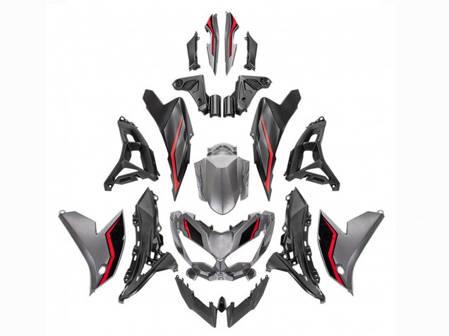 Beste Kawasaki Versys 650 Motorrad Verkleidung 2021-2024 - Grau Rot Schwarz