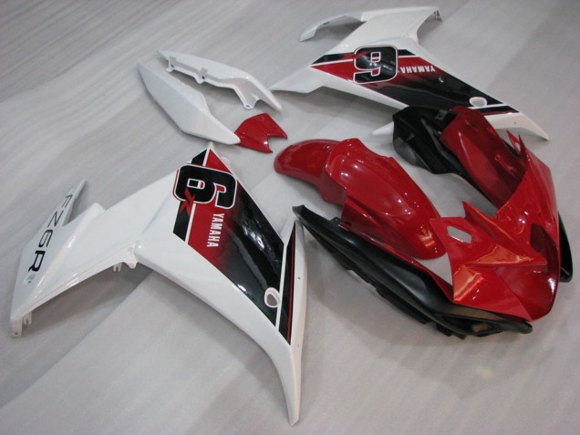 Beste Yamaha FZ6R Motorrad Verkleidung 2009-2015 - Rot Weiss Schwarz 6