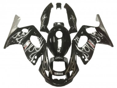 Beste Yamaha YZF600R Thundercat Motorrad Verkleidung 1996-2007 - Glanzendes Schwarz Silber Flamme