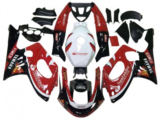 Beste Yamaha YZF600R Thundercat Motorrad Verkleidung 1996-2007 - Glanzendes Schwarz Rot Weiss Volvo Fimer Santunder