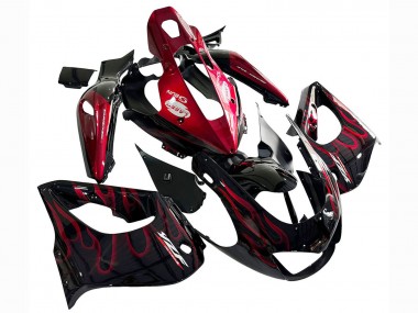 Beste Yamaha YZF 1000R Thunderace Motorrad Verkleidung Kit 1997-2007 - Schwarz mit Rot Flamme