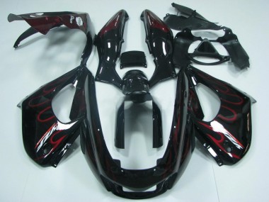 Beste Yamaha YZF 1000R Thunderace Motorrad Verkleidung 1997-2007 - Schwarz mit Rot Flamme