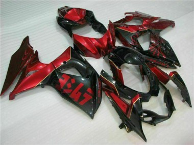 Beste Suzuki GSXR 1000 Motorrad Verkleidung 2009-2016 - Rot Glanzendes Schwarz