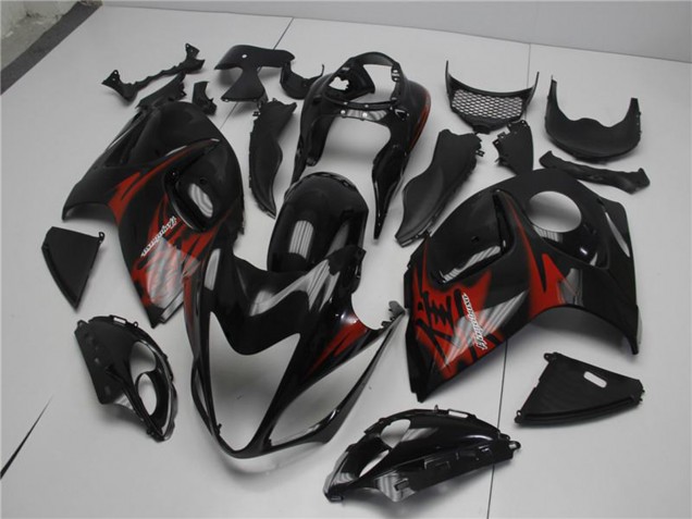 Beste Suzuki GSXR 1300 Hayabusa Motorrad Verkleidung 2008-2020 - Glanzendes Schwarz Rot