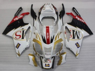 Beste Aprilia RSV1000 Motorrad Verkleidung 2003-2006 - Weiss Gold Rot Schwarz