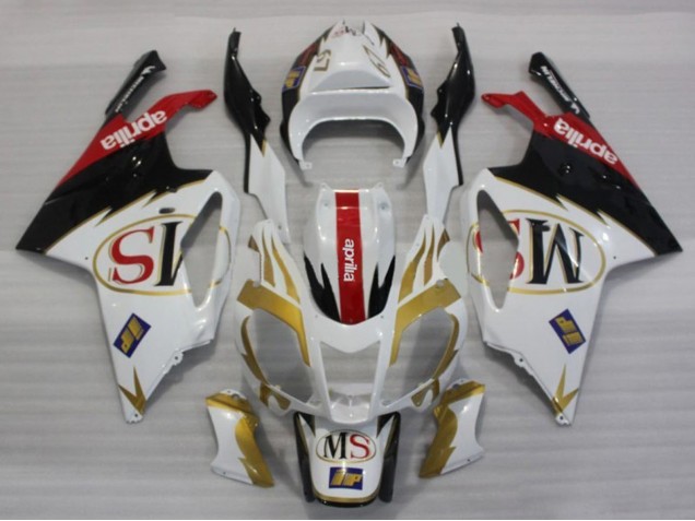 Beste Aprilia RSV1000 Motorrad Verkleidung 2003-2006 - Weiss Gold Rot Schwarz