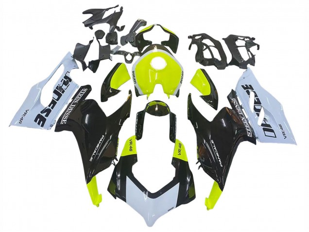 Beste Ducati Panigale V2 Motorrad Verkleidung 2020-2024 - Weiss Limetten Grun Glanzendes Schwarz Stein Dinse VR 46