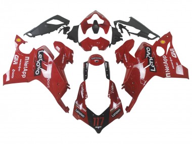 Beste Ducati Panigale V4 V4S Motorrad Verkleidung 2020-2021 - Rot Glanzendes Schwarz Lenovo 117