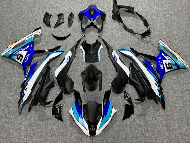 Beste BMW S1000RR Motorrad Verkleidung 2023-2024 - Weiss Blau Matt Schwarz Motul