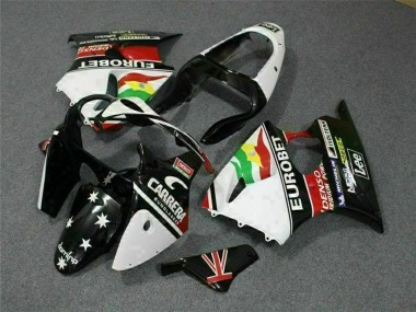 Beste Kawasaki ZX6R Motorrad Verkleidung 2000-2002 - Weiss Rot Gelb Grun Glanzendes Schwarz Stern EuroBet