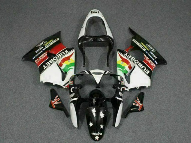 Beste Kawasaki ZX6R Motorrad Verkleidung 2000-2002 - Weiss Rot Gelb Grun Glanzendes Schwarz Stern EuroBet