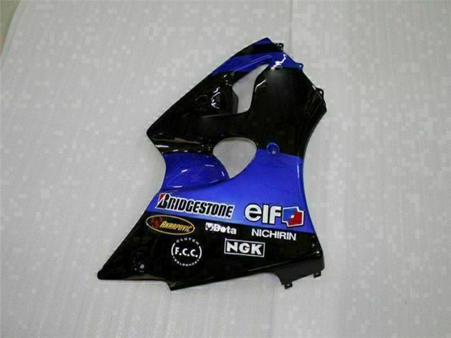 Beste Kawasaki ZX6R Motorrad Verkleidung 2000-2002 - Blau Glanzendes Schwarz Elf Bridgestone