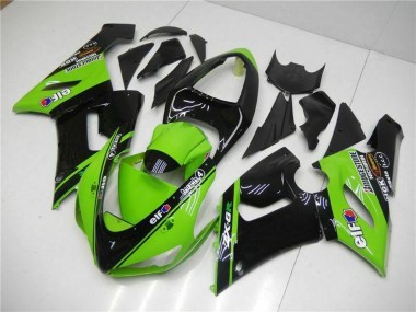 Beste Kawasaki ZX6R Motorrad Verkleidung 2005-2006 - Grun Glanzendes Schwarz Elf
