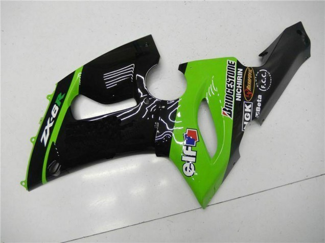 Beste Kawasaki ZX6R Motorrad Verkleidung 2005-2006 - Grun Glanzendes Schwarz Elf