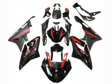 Beste BMW S1000RR Motorrad Verkleidung 2015-2016 - Rot Glanzendes Schwarz Matt Schwarz