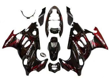 Beste Suzuki GSX600F/GSX750F Motorrad Verkleidung 2004-2006 - Glanzendes Schwarz Rot Flamme