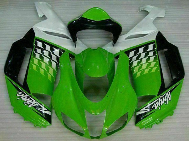 Beste Kawasaki ZX6R Motorrad Verkleidung 2007-2008 - Grun Weiss Ninja