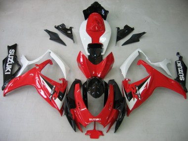 Beste Suzuki GSXR 600 / GSXR 750 Motorrad Verkleidung 2006-2007 - Weiss Rot Glanzendes Schwarz