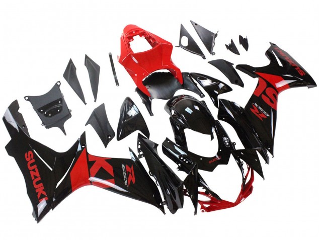 Beste Suzuki GSXR 600 / GSXR 750 Motorrad Verkleidung Kit 2011-2024 - Rot Glanzendes Schwarz