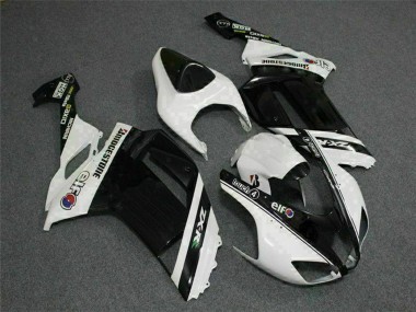 Beste Kawasaki ZX6R Motorrad Verkleidung 2007-2008 - Schwarz Weiss Elf