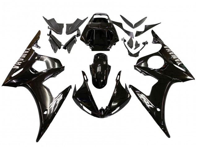 Beste Yamaha YZF R6 Motorrad Verkleidung 2003-2004 - Glanzendes Schwarz Weiss Aufkleber