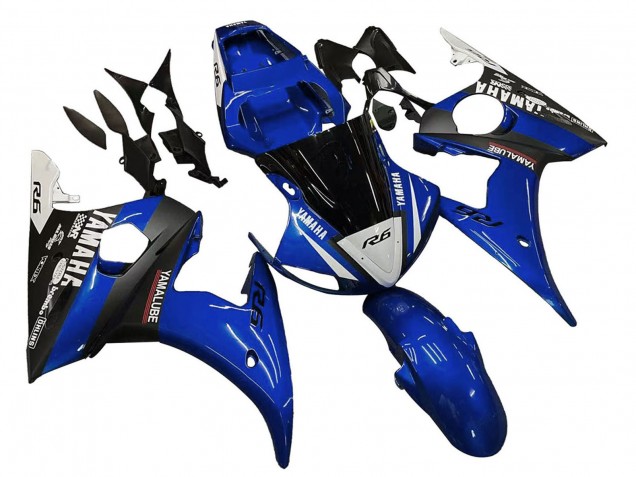 Beste Yamaha YZF R6 Motorrad Verkleidung 2003-2004 - Blau Weiss Glanzendes Schwarz Yamalube