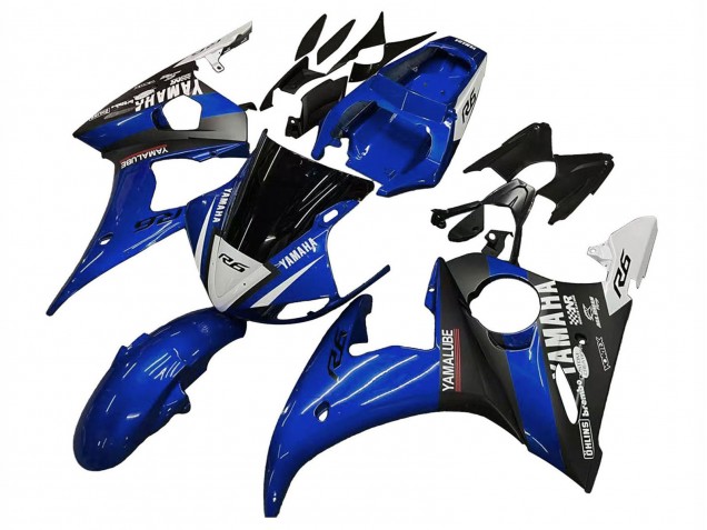 Beste Yamaha YZF R6 Motorrad Verkleidung 2003-2004 - Blau Weiss Glanzendes Schwarz Yamalube