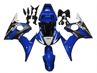 Beste Yamaha YZF R6 Motorrad Verkleidung 2003-2004 - Blau Weiss Glanzendes Schwarz Yamalube