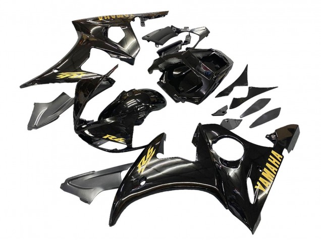 Beste Yamaha YZF R6 Motorrad Verkleidung 2003-2004 - Glanzendes Schwarz Gold Aufkleber