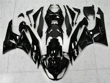Beste Kawasaki ZX6R Motorrad Verkleidung 2009-2012 - Glanzendes Schwarz Weiss Ninja